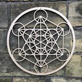 De kubus van Metatron, the cube of Metatron 59 cm wanddecoratie berken fineer 3 mm