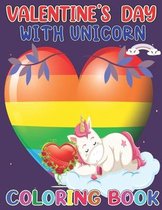 Valentines Day with unicorn coloring book