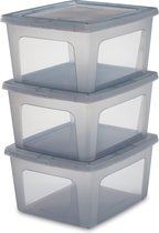 IRIS Modular Clearbox Opbergbox - 18L - Kunststof - Grijs - Set van 3