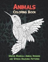 Animals - Coloring Book - Unique Mandala Animal Designs and Stress Relieving Patterns
