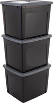 Boîte de rangement Modular Clearbox Iris Ohyama - 30L - Plastique - Zwart/ Grijs - 3 pièces