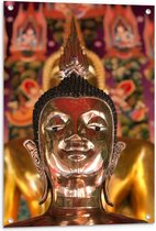Tuinposter – Twee Gouden Boeddha's  - 60x90cm Foto op Tuinposter  (wanddecoratie voor buiten en binnen)