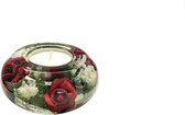 Waxinelichthouder met bloemen Lady Rose - glas- ovaal - 9x9x5