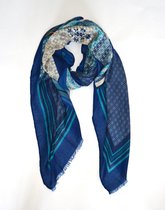 Bloem sjaal blauw