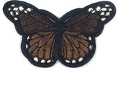 Donker Bruin Zwarte Vlinder Strijk Embleem Patch 8 cm / 5 cm / Bruin