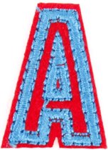 Alfabet Letter Strijk Embleem Patches Rood Blauw 3 x 2 cm / Letter A