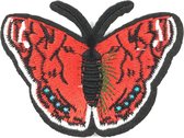 Rood Met Zwarte geborduurde Vlinder Strijk Patch 8 cm / 6 cm / Rood Zwart