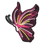 Roze Gekleurde Vlinder Patch 9 x 7,7 cm