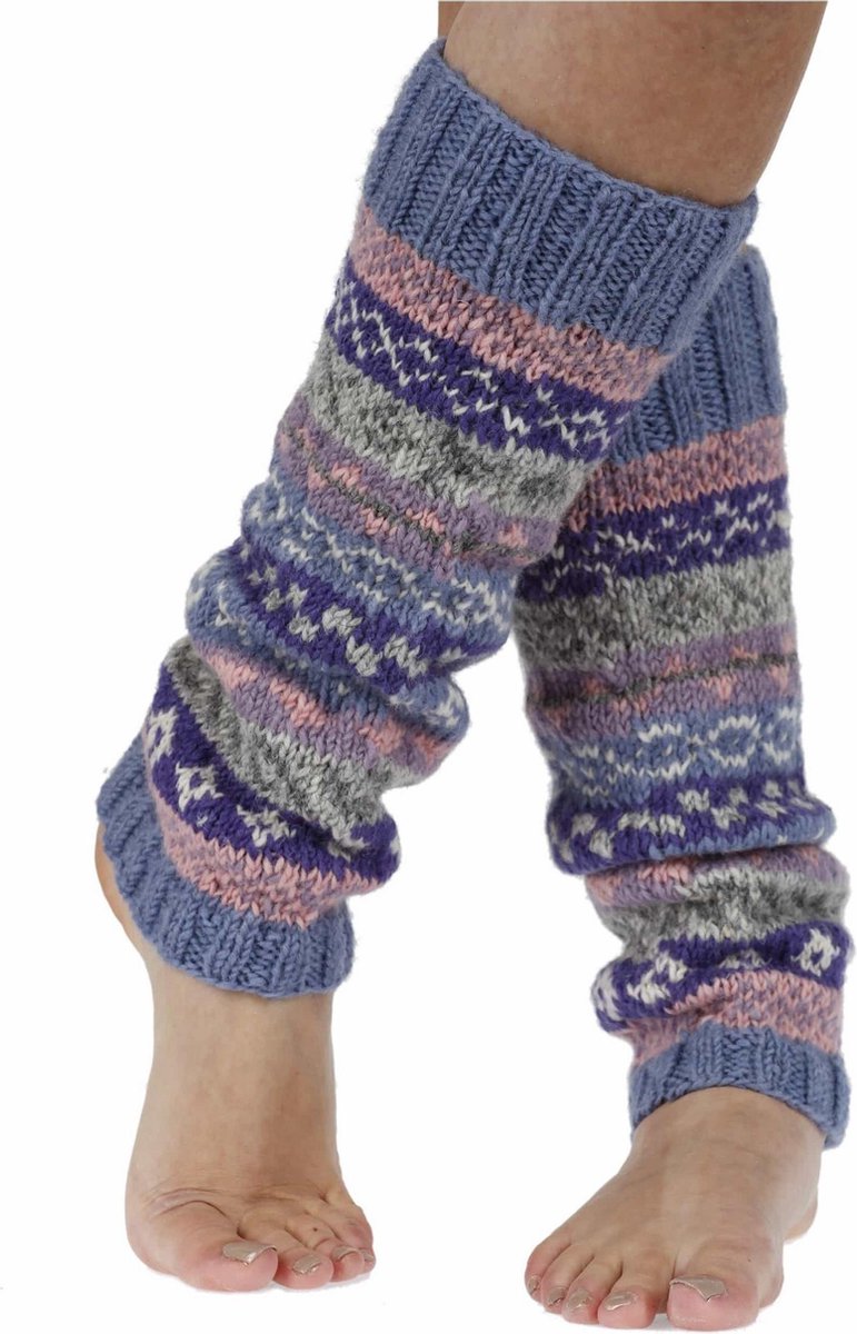 Pachamama - Wollen beenwarmers met ingebreide patronen - Jacaranda - Finisterre - One size - Fair trade - 100% wol