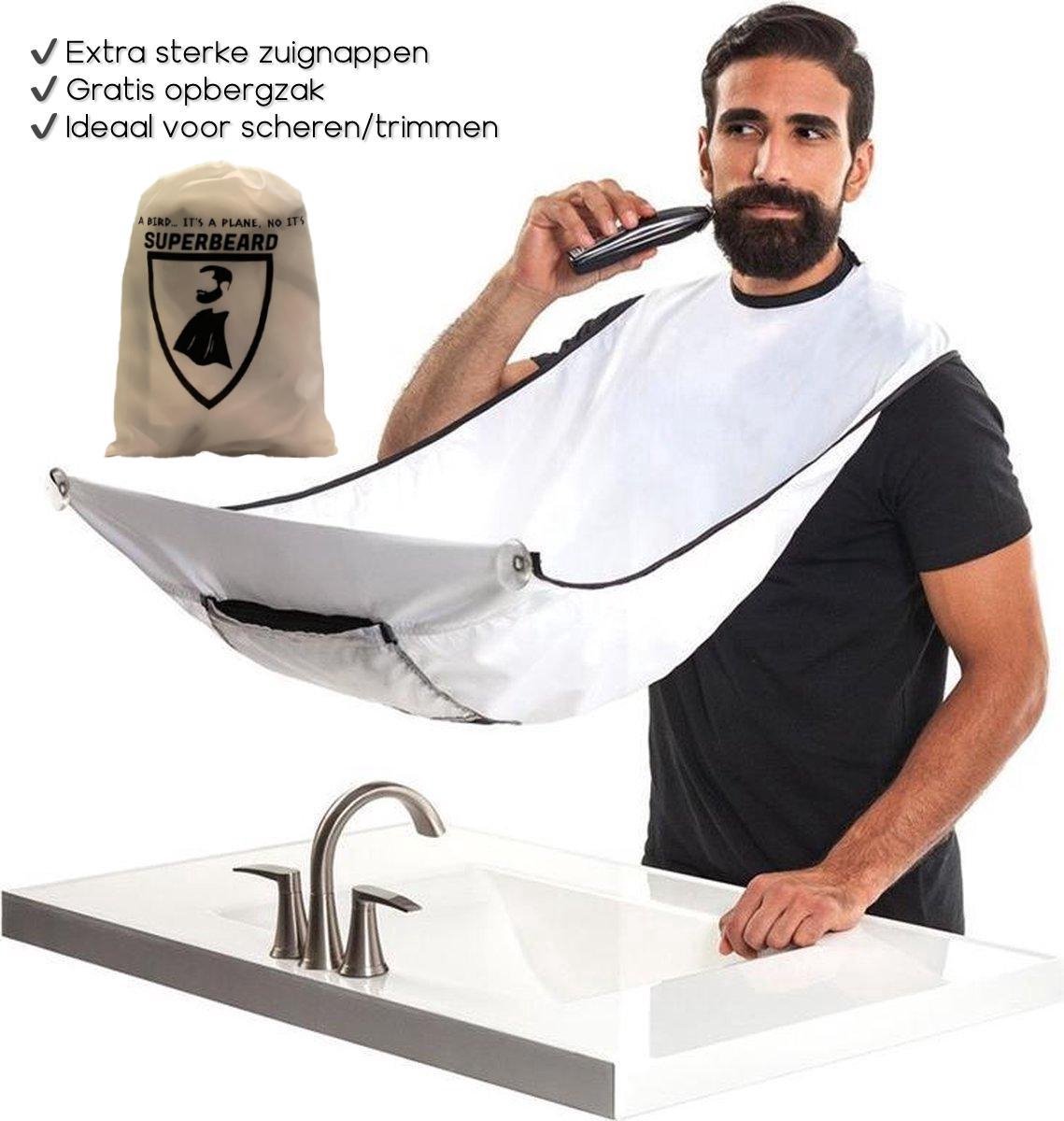 A-LABEL Waterdichte Baard Schort Vaderdag cadeau Baardschort inclusief opbergzak Vieze wastaf