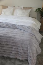 Plaid / Bedsprei Oslo fluweelzacht double face 220 X 240 - 610 GR/M² - LICHT GRIJS