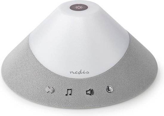 Nedis White Noise Machine - 20 Sound Options - 4 W - Maximale batterijduur: 5 uur - Dimbaar Licht - Tijdschakelaar - Grijs / Wit