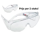 Veiligheidsbril -  (2 stuks) - Volledig transparant - Past ook op elke correctiebril