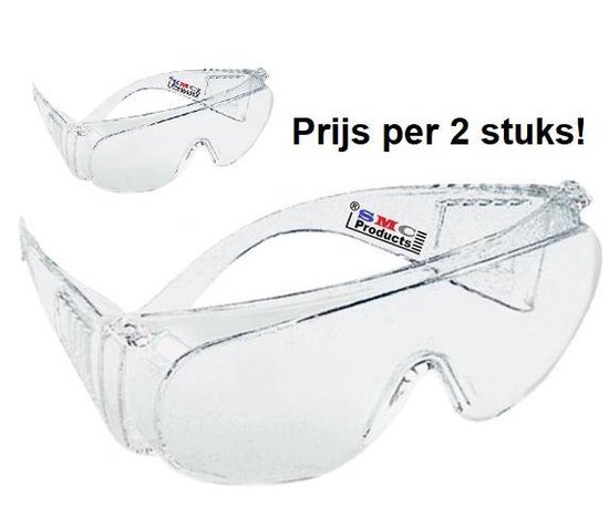 Veiligheidsbril - (2 stuks) - - Past ook op elke correctiebril | bol.com