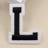 Alfabet Letters Strijk Embleem Patches Zwart Wit Letter L / 4 cm / 5 cm