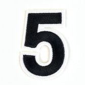 Cijfer 0 Tot 9 Strijk Emblemen Patch Zwart Wit B 5.6 x L 8 cm / Cijfer 5