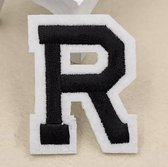 Alfabet Letters Strijk Embleem Patches Zwart Wit Letter R / 4 cm / 5 cm