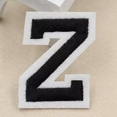 Alfabet Letters Strijk Embleem Patches Zwart Wit Letter Z / 4 cm / 5 cm