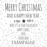 3 Pakjes van 10 kerstkaarten Merry Christmas Champagne Black  and White