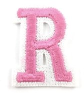 Alfabet Strijk Letter Embleem Patches Roze Wit Letter R / 3.5 cm / 4.5 cm