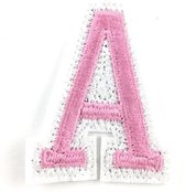 Alfabet Strijk Letter Embleem Patches Roze Wit Letter A / 3.5 cm / 4.5 cm