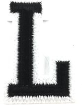 Alfabet Strijk Embleem Letter Patch Zwart Wit Letter L / 3.5 cm / 4.5 cm