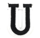 Alfabet Strijk Embleem Letter Patch Zwart Wit Letter U / 3.5 cm / 4.5 cm