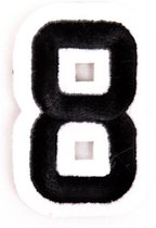 Cijfer Nummer Strijk Embleem Patches Zwart Wit Cijfer 8 / 3 cm / 5 cm