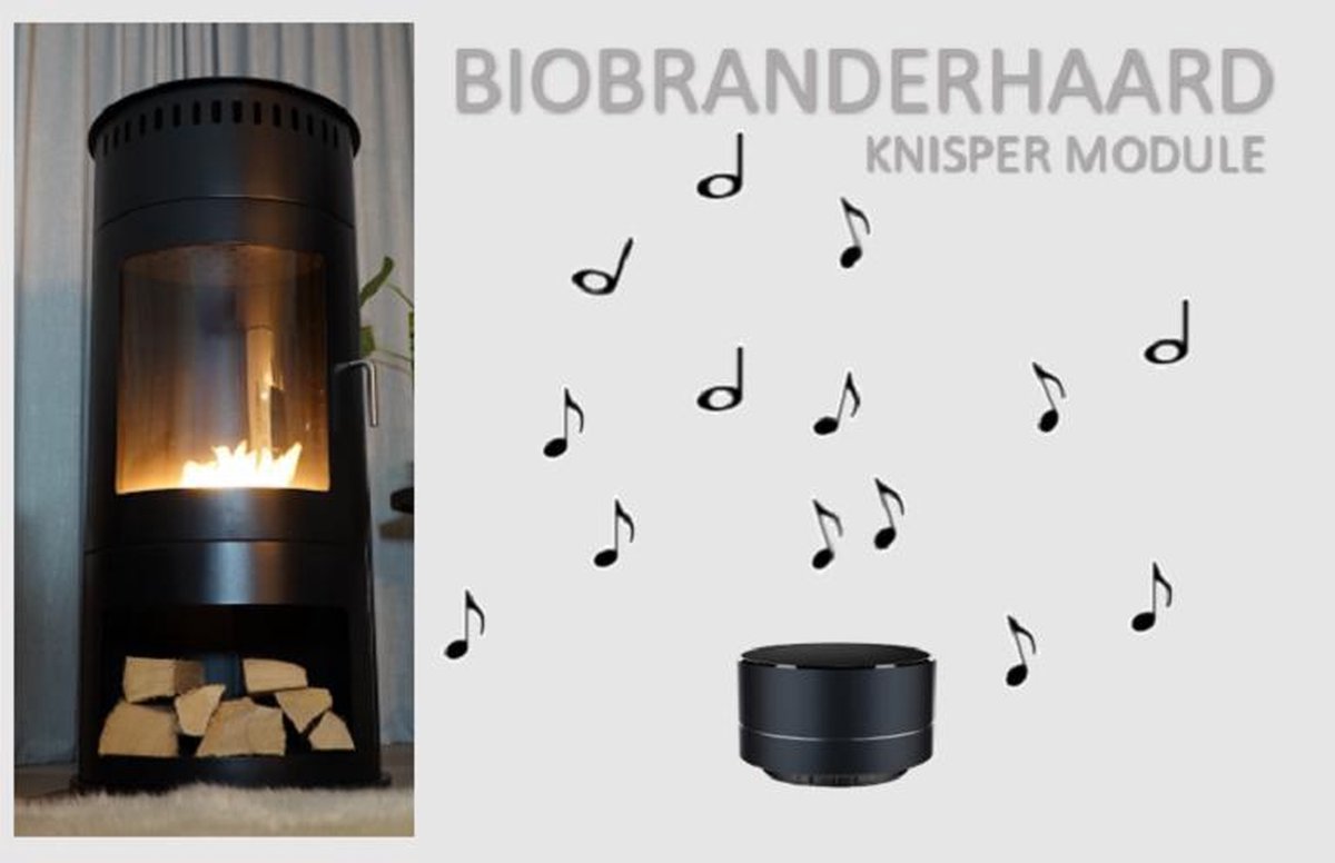 Knisper module| geluid openhaard vuur | Geluid Knisperend haardvuur/ knisper module| knapperend haardvuur | voor bio ethanolhaard of elektrische haard| 4 verschillende geluiden | zwart