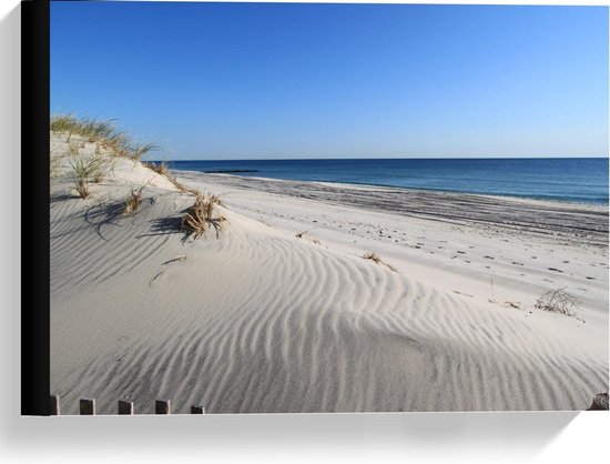 Canvas  - Wit strand aan de Blauwe Zee - 40x30cm Foto op Canvas Schilderij (Wanddecoratie op Canvas)