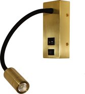Wandlamp Easy Led Goud - LED 3W 3000K 180lm - USB - FLEX - IP20 > wandlamp binnen goud | wandlamp goud | leeslamp goud | bedlamp goud | flex lamp goud | led lamp goud | usb lamp go