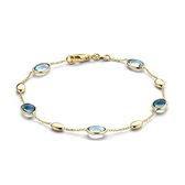 ROEMER geelgouden armband met blauwe topaas