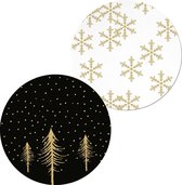 20x Kerststicker / Sticker voor Kerstcadeau / Stickers Kerst | GOLDEN CHRISTMAS | 45 mm | goud, zwart & wit