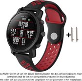 Zwart Rood Siliconen Bandje voor 22mm Smartwatches (zie compatibele modellen) van Samsung, LG, Seiko, Asus, Pebble, Huawei, Cookoo, Vostok en Vector – Maat: zie maatfoto – 22 mm ru