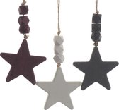 Kerstboomhanger Ster Hout (28cm) Box 3 Stuks Multi