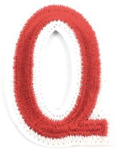 Alfabet Letter Embleem Strijk Patch Rood Wit Letter Q / 3.5 cm / 4.5 cm