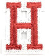 Alfabet Letter Embleem Strijk Patch Rood Wit Letter H / 3.5 cm / 4.5 cm
