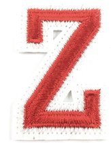 Alfabet Letter Embleem Strijk Patch Rood Wit Letter Z / 3.5 cm / 4.5 cm