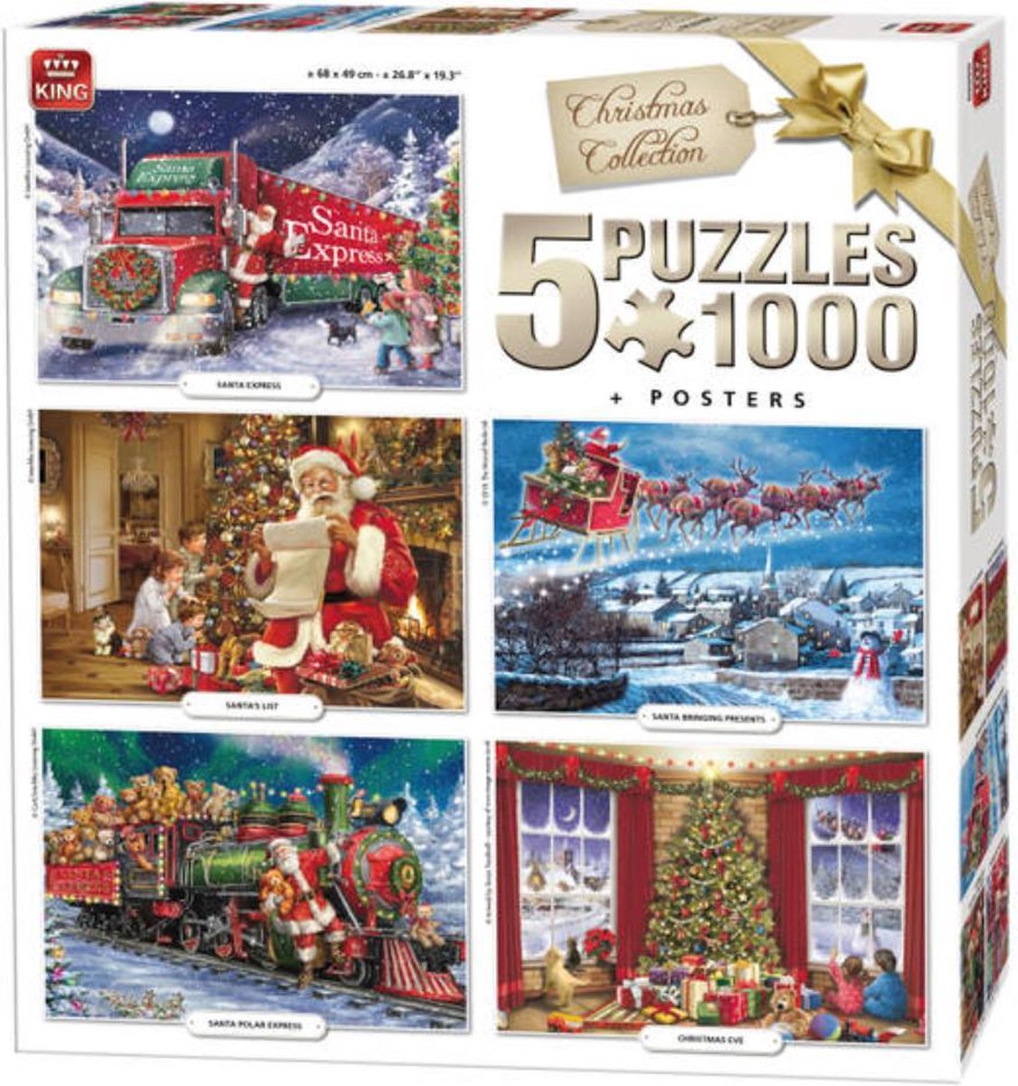 King Puzzel 5 in 1 - Christmas collection - 5x 1000 stukjes | bol.com
