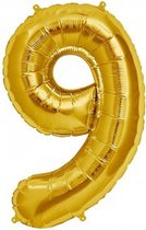 Helium ballon - Cijfer ballon - Nummer 9 - 9 jaar - Verjaardag - Goud - Gouden ballon -