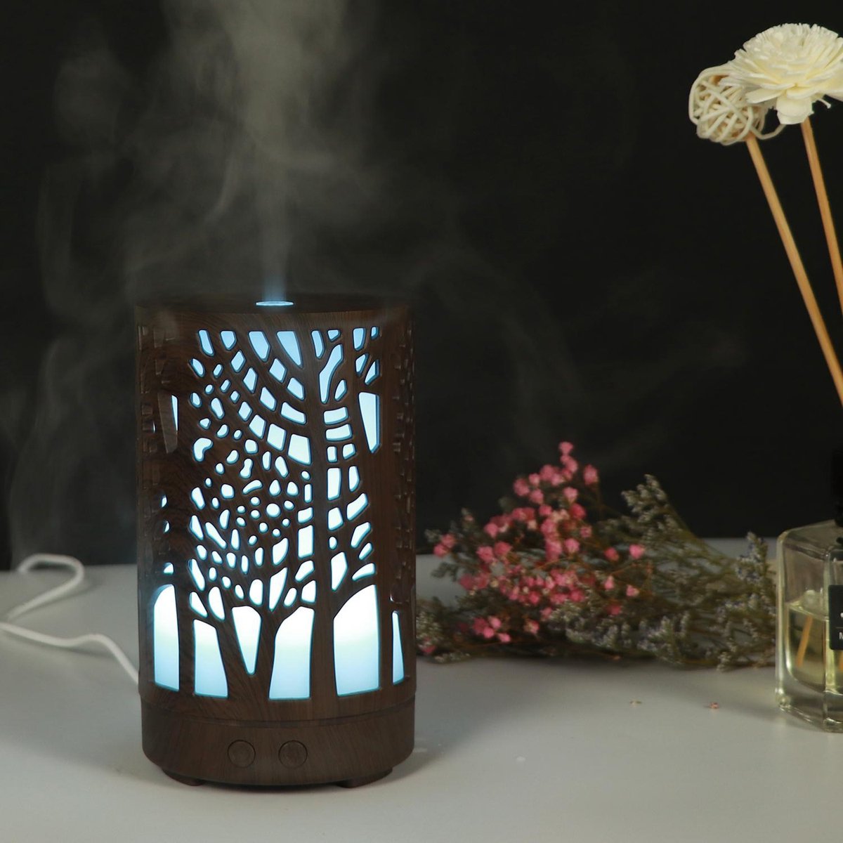 Goedkoopste Aroma Diffuser - Diffuser - aromatherapie - Verneverlaar - Lucht bevochtiger - olie verdamper - Bomen donker hout