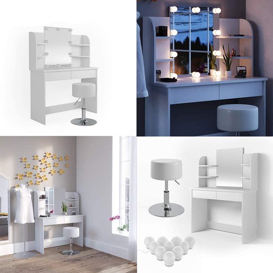 InspireMe Coiffeuse, bureau moderne + miroir avec éclairage LED, pour le  salon