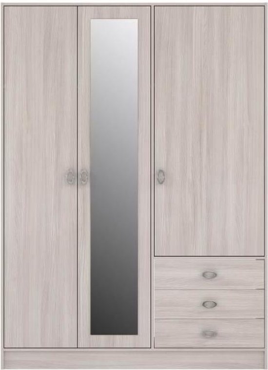 Armoire 3 portes battante JUPITER 3 tiroirs - Décor Acacia clair et blanc -  L 145 cm | bol.com