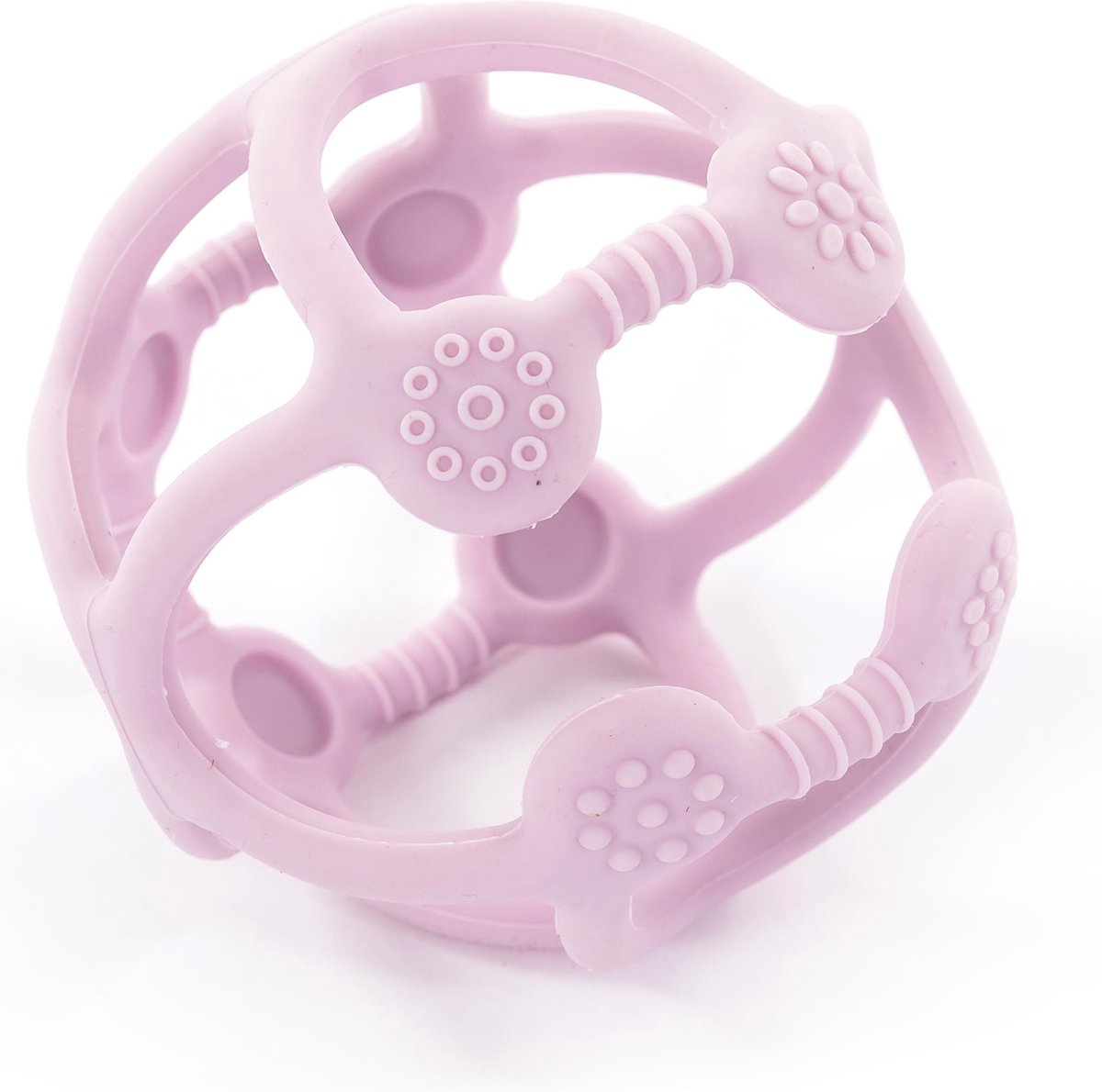 Bo Jungle - Silicone Speelgoed Baby - Bijtring - Bal grijpspeeltje - Tandvlees massage - Bij doorkomende tandjes - Ball Silicone Pastel Pink