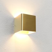 Wandlamp Fulda Goud - 10x10x10cm - LED 6W 2700K 540lm - IP20 - Dimbaar > wandlamp binnen goud | wandlamp goud | wandlamp hal goud | wandlamp woonkamer goud | wandlamp slaapkamer go