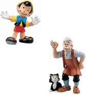 Bullyland - Disney - Pinokkio 5 x 3 x 5,5 cm (lxbxh) en Giopetto 5 x 3 x 7,5 cm (lxbxh) - Speelset - Taarttoppers - set 2 stuks