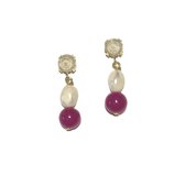 Oorbellen fuchsia | Swarovski | zoetwaterparel | natuursteen | agaat | lente | zomer | SS2021