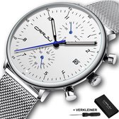 CRRJU® Horloges voor Mannen Herenhorloge Jongens Heren Watch Horloge Vaderdag Kados – Cadeautje Papa Cadeau – Zilver Wit
