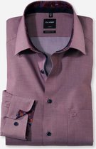 OLYMP Luxor Modern Fit overhemd - donkerrood mini dessin (contrast) - Strijkvrij - Boordmaat: 38