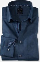 OLYMP Modern Fit overhemd - blauw structuur (contrast) - boordmaat 46